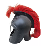 Elmo Troia Grego Aquiles Preto Aço com Pluma Vermelha (Usado) - Imagem 3