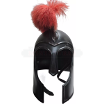Elmo Troia Grego Aquiles Preto Aço com Pluma Vermelha (Usado) - Imagem 4