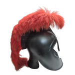 Elmo Troia Grego Aquiles Preto Aço com Pluma Vermelha (Usado) - Imagem 5