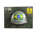 Quadro decorativo capacete MP Força Expedicionária Brasileira FEB Segunda Guerra Mundial